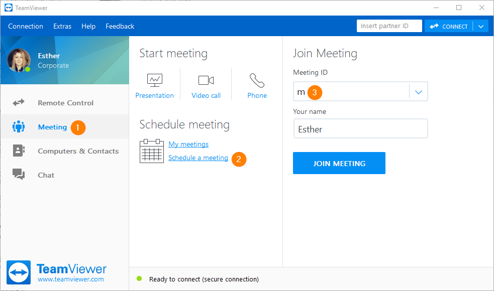 TeamViewer Meeting tab 1