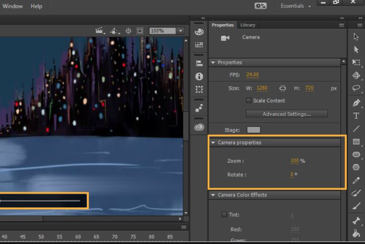 Adobe Animate CC camera